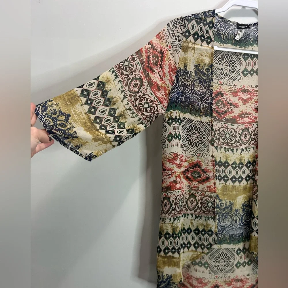Aggie Multicolor Patterned Kimono Size Small - Picture 3 of 5